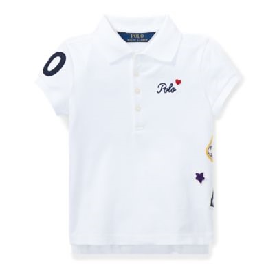 GIRLS 2-6X Patchwork Stretch Piqué Polo