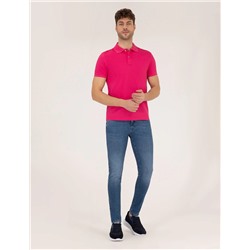 Pembe Slim Fit Polo Yaka Merserize Tişört
