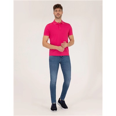 Pembe Slim Fit Polo Yaka Merserize Tişört