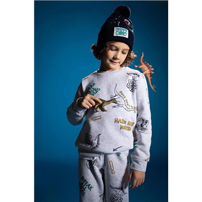 Defacto Erkek Çocuk Bisiklet Yaka Desenli Sweatshirt V9792A622WN