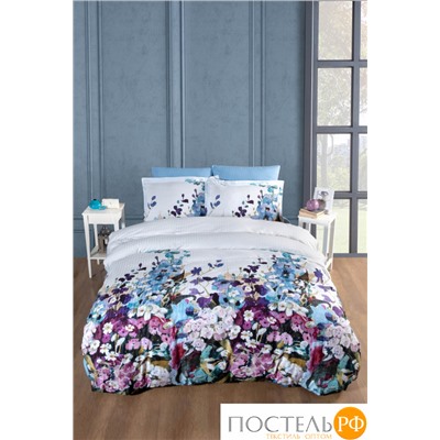 Постельное белье Карвен Stripe Satin с цветным принтом евро N250 -SB007(6пр.)