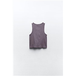 FADED-EFFECT RIBBED CROP TOP