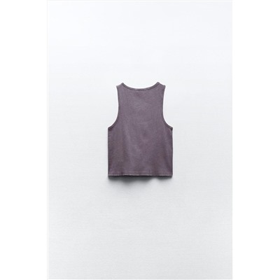 FADED-EFFECT RIBBED CROP TOP
