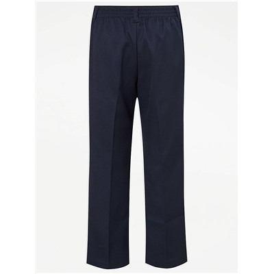 Navy Plus Fit Regular Leg Elasticated Waist Trousers 2 Pack