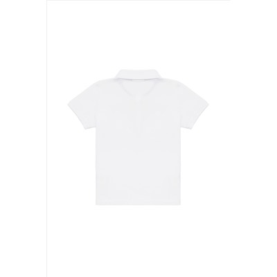 Erkek Çocuk Beyaz Basic Polo Yaka Tişört