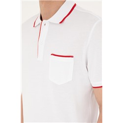 Erkek Regular Fit Polo Yaka Beyaz Tişört