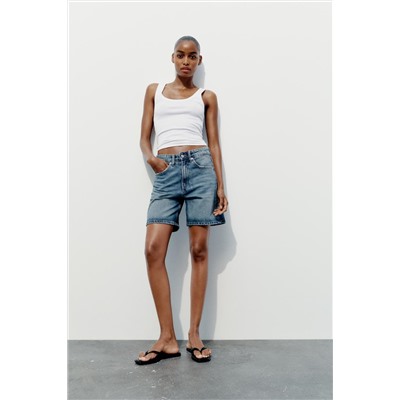 TRF MID-RISE DENIM BERMUDA SHORTS