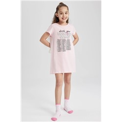 Defacto Kız Çocuk Regular Fit Unicorn Baskılı Pamuklu Kısa Kollu Gecelik W6915A622SM