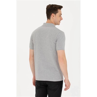Erkek Gri Melanj Basic Polo Yaka Tişört