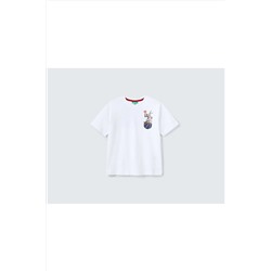 United Colors of BenettonErkek Çocuk Beyaz Space Jam Baskılı T-shirt