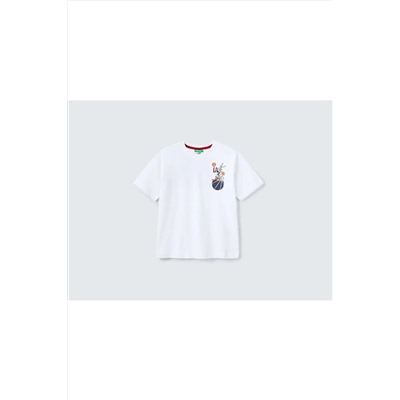 United Colors of BenettonErkek Çocuk Beyaz Space Jam Baskılı T-shirt