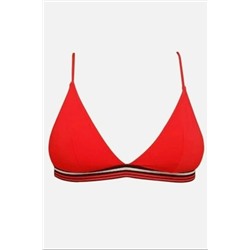 DEEP BEACH Db20088bu Kırmızı Çizgili Lastikli Kaplı Bikini Üstü DB20088BU