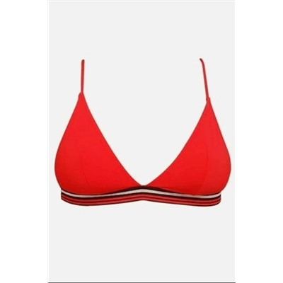 DEEP BEACH Db20088bu Kırmızı Çizgili Lastikli Kaplı Bikini Üstü DB20088BU