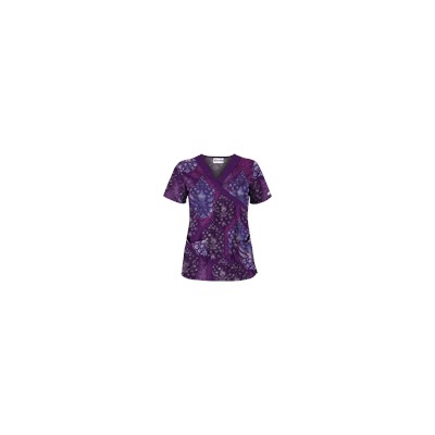 UA Paisley Bliss Eggplant Mock Crossover Scrub Top