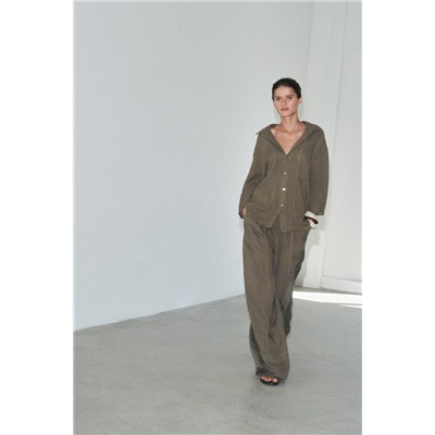 ZW COLLECTION 100% LINEN PALAZZO TROUSERS