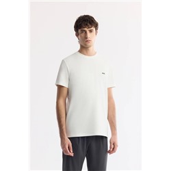 Avva, Erkek Ekru Bisiklet Yaka Sırt Ve Göğsü Logo Baskılı T-shirt B001040