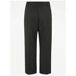 Boys Charcoal Half Elastic School Trouser 2 Pack