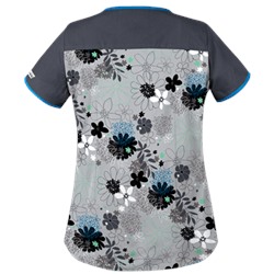 UA Floral Comfort Silver Scrub Top
