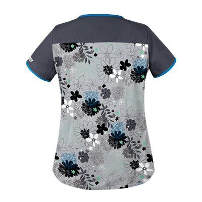 UA Floral Comfort Silver Scrub Top