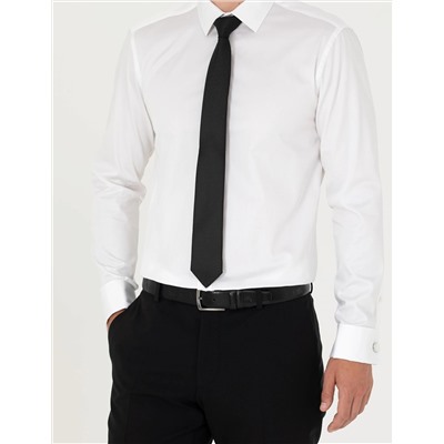 Beyaz Slim Fit Uzun Kollu Basic Gömlek