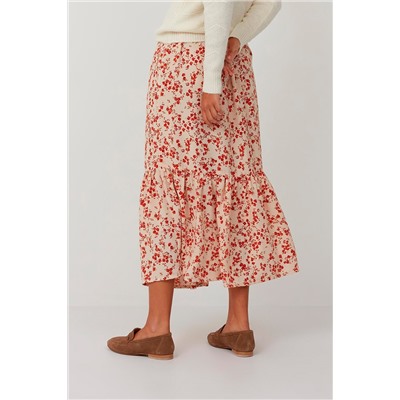 Falda midi Beige