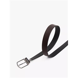 Round Buckle Reversible Leather Belt