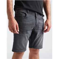 Slim Fit Denim Shorts, Men, Grey