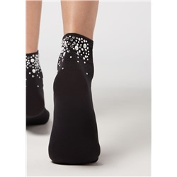 Damensocken aus Mikrofaser mit edler Applikation