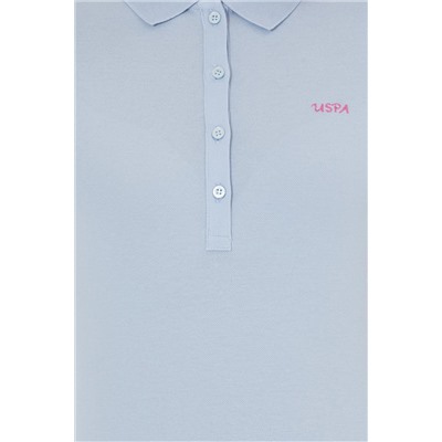 Kadın Açık Mavi Basic Polo Yaka Tişört