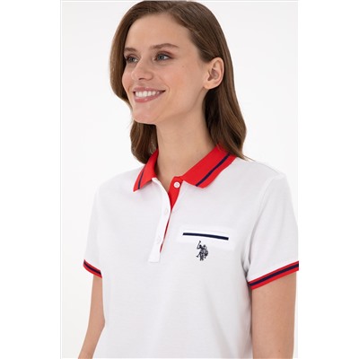 Kadın Beyaz Polo Yaka Tişört