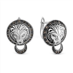 Серьги из серебра с марказитами и чернением 925 пробы HE1465