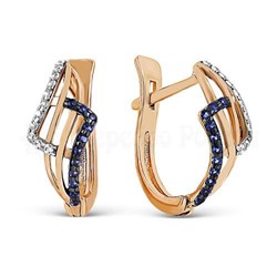 Серьги из золочёного серебра с синими фианитами 925 пробы п2-404-2з208