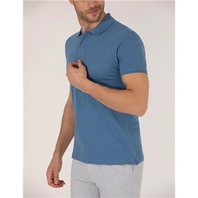 Koyu Mavi Regular Fit Polo Yaka Basic Tişört