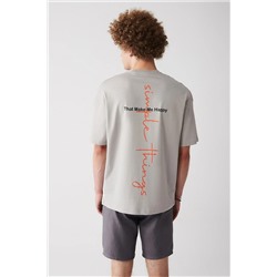 Avva Erkek Gri Oversize %100 Pamuk Bisiklet Yaka Arkası Baskılı Oversize T-shirt A31y1179 A31Y1179