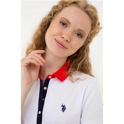 Kadın Beyaz Basic Polo Yaka Tişört