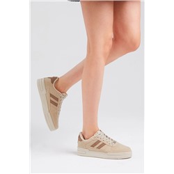 Tonny Black Unisex Bej Kahve Yanı Çizgili Bağcıklı Rahat Kalıp Sneaker TBKA10