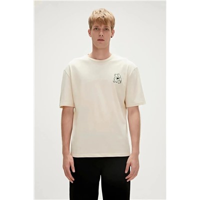 Bad Bear, Re-world 0 Yaka Erkek Tshirt - Ekru