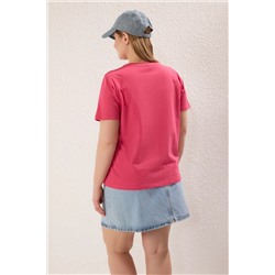 Gül Kurusu Regular Fit Basic Bisiklet Yaka %100 Pamuk Örme Büyük Beden T-Shirt TBBSS22TS0733