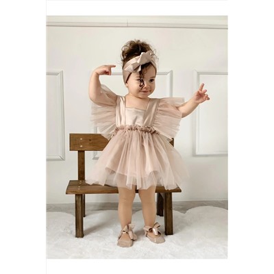 favorimkids Pudra Kız Tüllü Elbise tüllü01