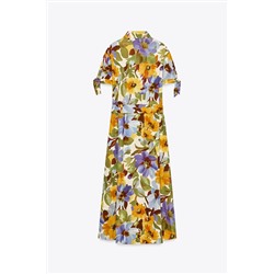 PRINTED POPLIN MIDI DRESS