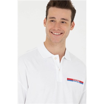 Erkek Beyaz Oversize Polo Yaka Tişört