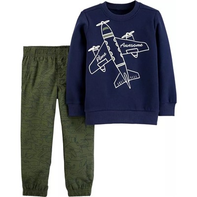 Carter's | Baby 2-Piece Dinosaur Fleece Top & Jogger Set
