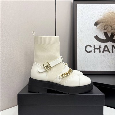 Женские ботинки с тканевым голенищем   Chane*l 🤍