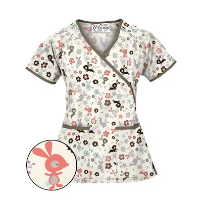 UA Springtime Hop Coffee Bean Mock Wrap Scrub Top