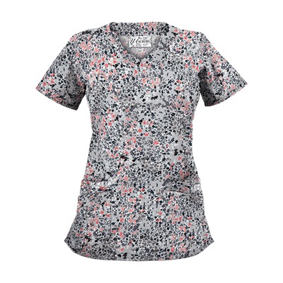 UA Spring Ditzy Silver Print Scrub Top