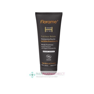 Florame Homme Shampooing Douche Fraîcheur Boisée 200ml