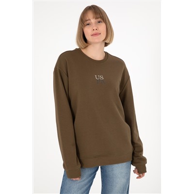 Erkek Haki Basic Sweatshirt