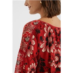 Blusa loose cuello barco flores