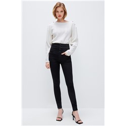 Vaquero skinny fit de tiro alto Negro