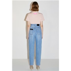 Vaquero mom fit de tiro alto Azul